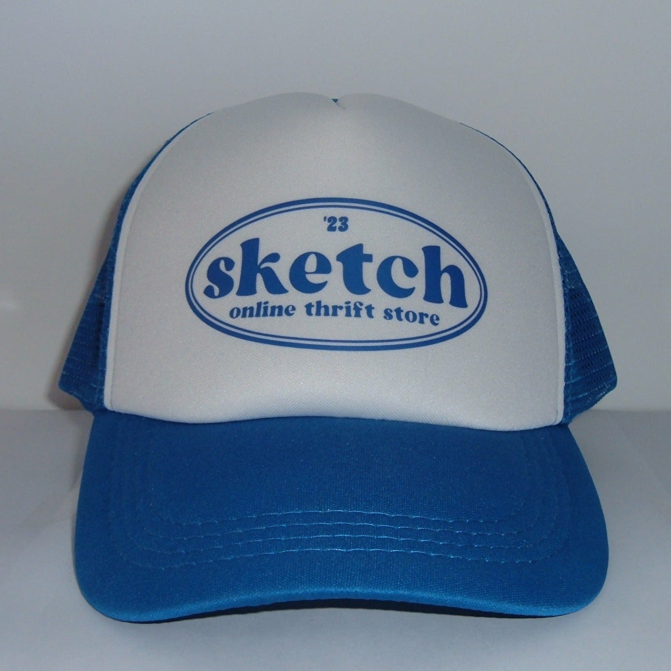 Sketch Trucker Hat - Blue, White