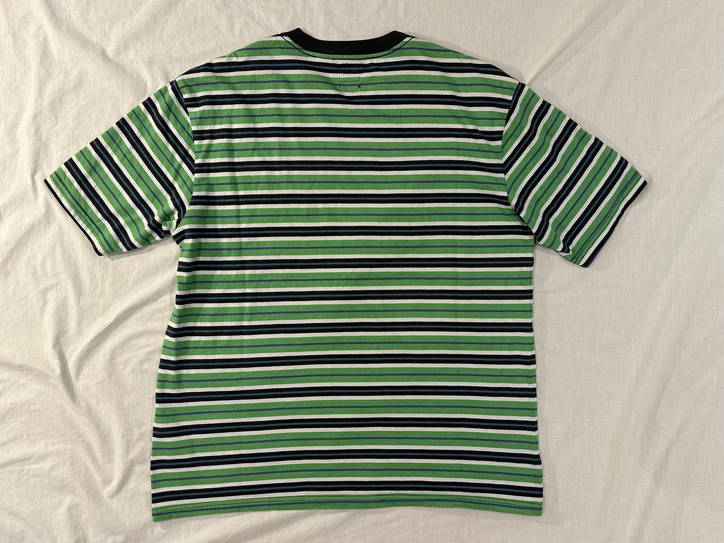 Levi's Striped T-Shirt (Medium) - Green, White, Black, Blue - 10/10 Condition