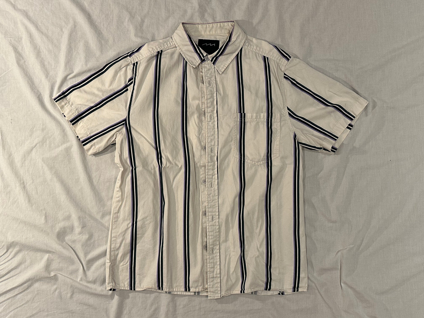 Factorie Button-Up Shirt (Small) - White, Black, Purple, Green - 6/10 Condition