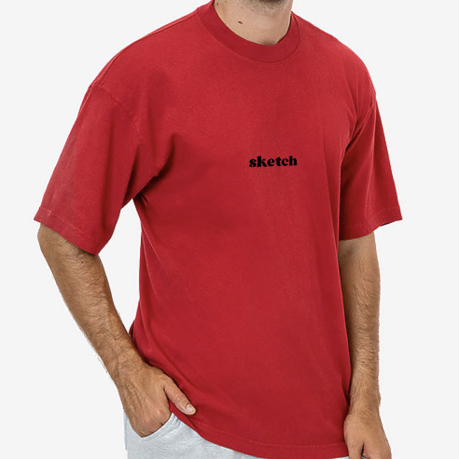 Sketch Essential T-Shirt - Tomato, Black