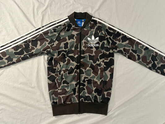 Adidas Originals Jacket (Small) - Green, Brown, White - 7/10 Condition